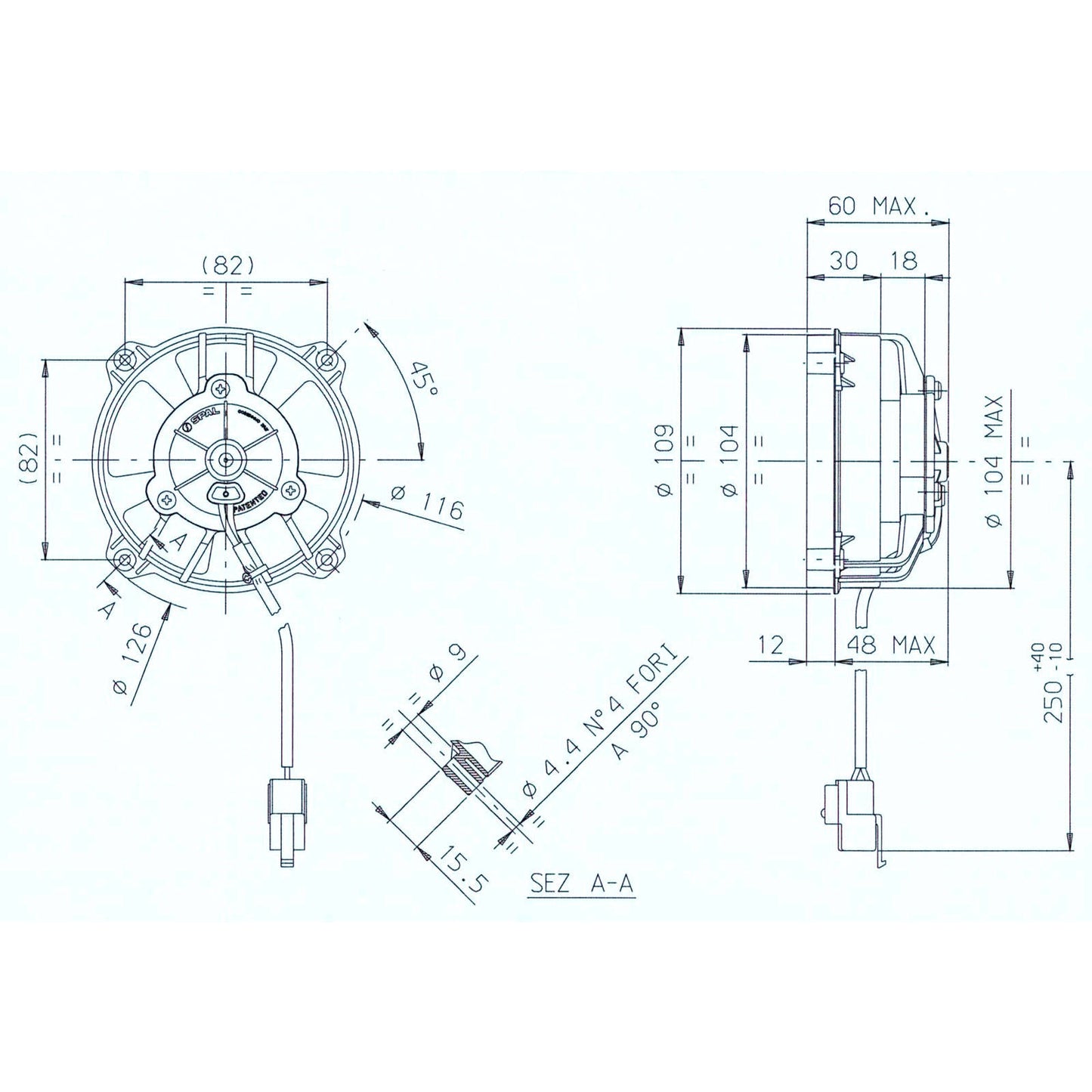 SPAL UNIVERSAL 12V COOLING FAN - 104MM DIAM X 60MM HIGH