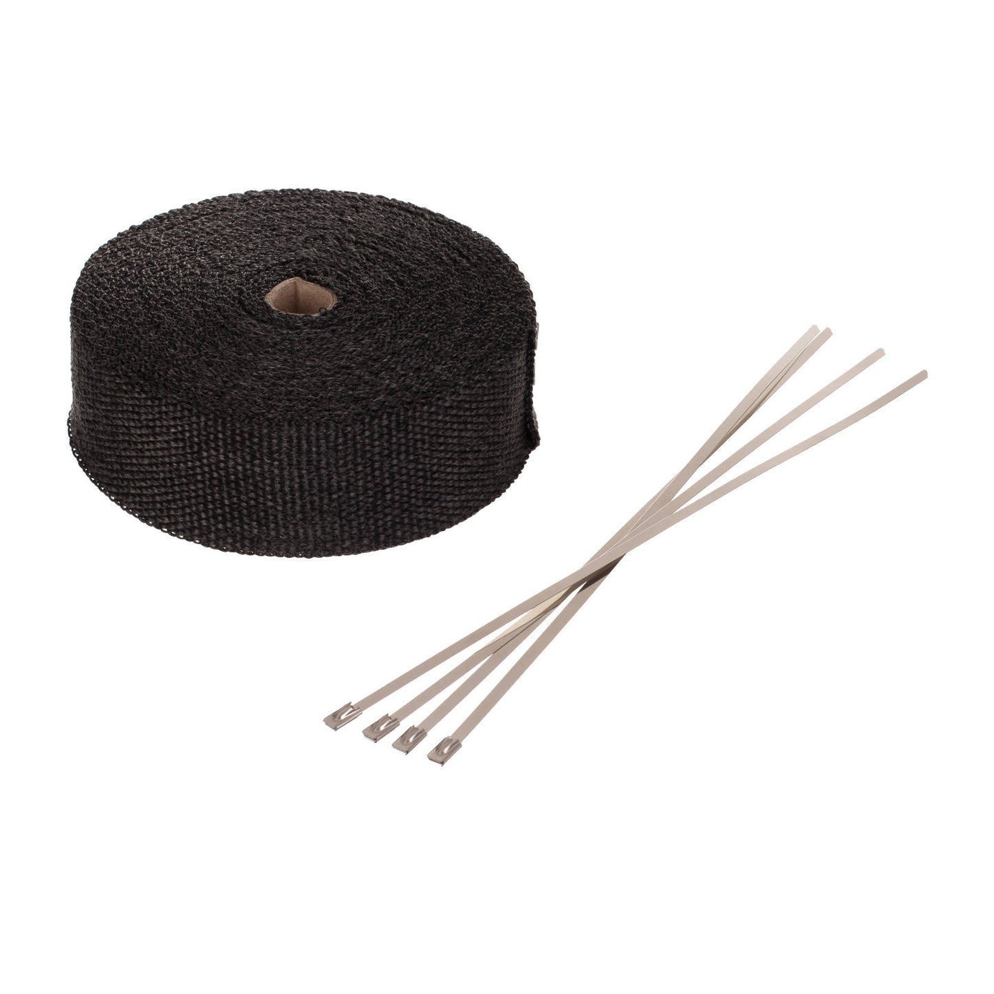 WHITES EXHAUST WRAP BLACK 50mm (15m ROLL) - WITH 4 S/S TIES