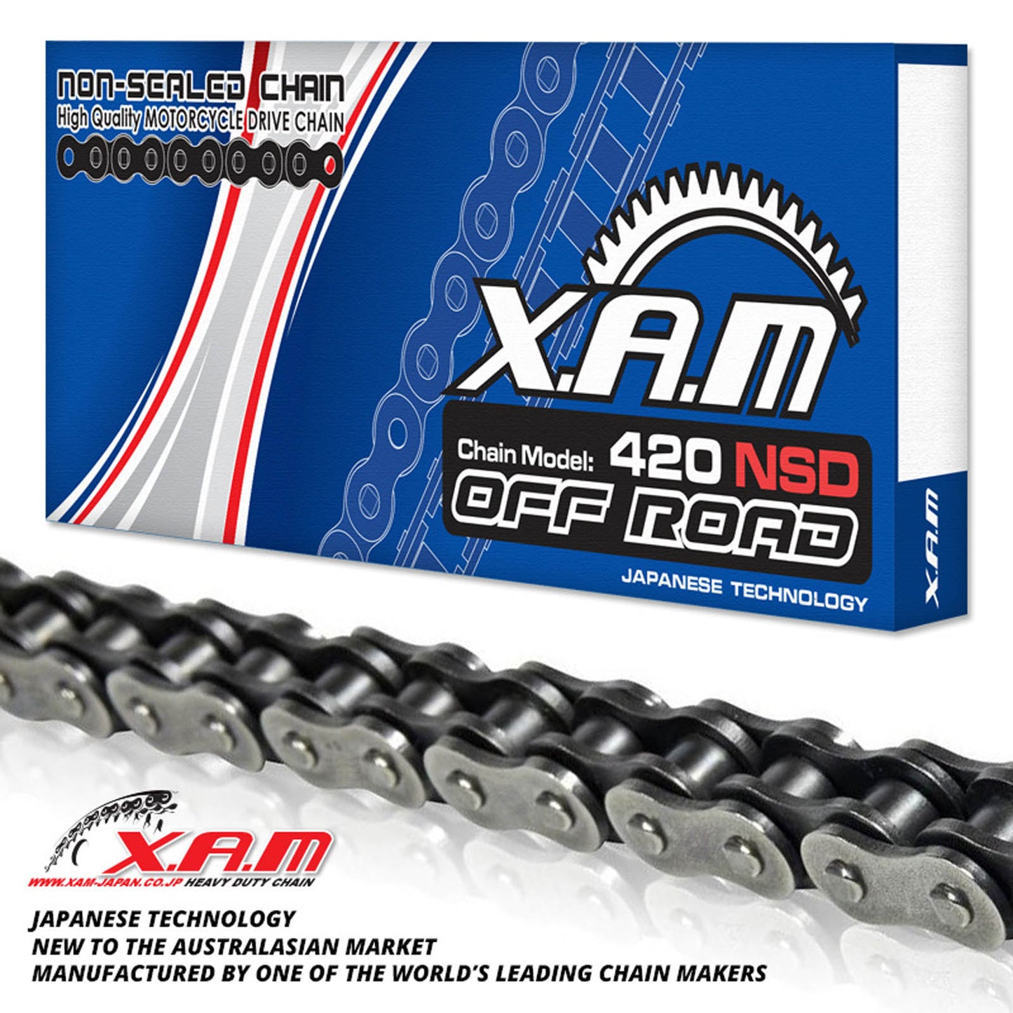 XAM 420NSD Non-Sealed Chain (104L), with Clip Link