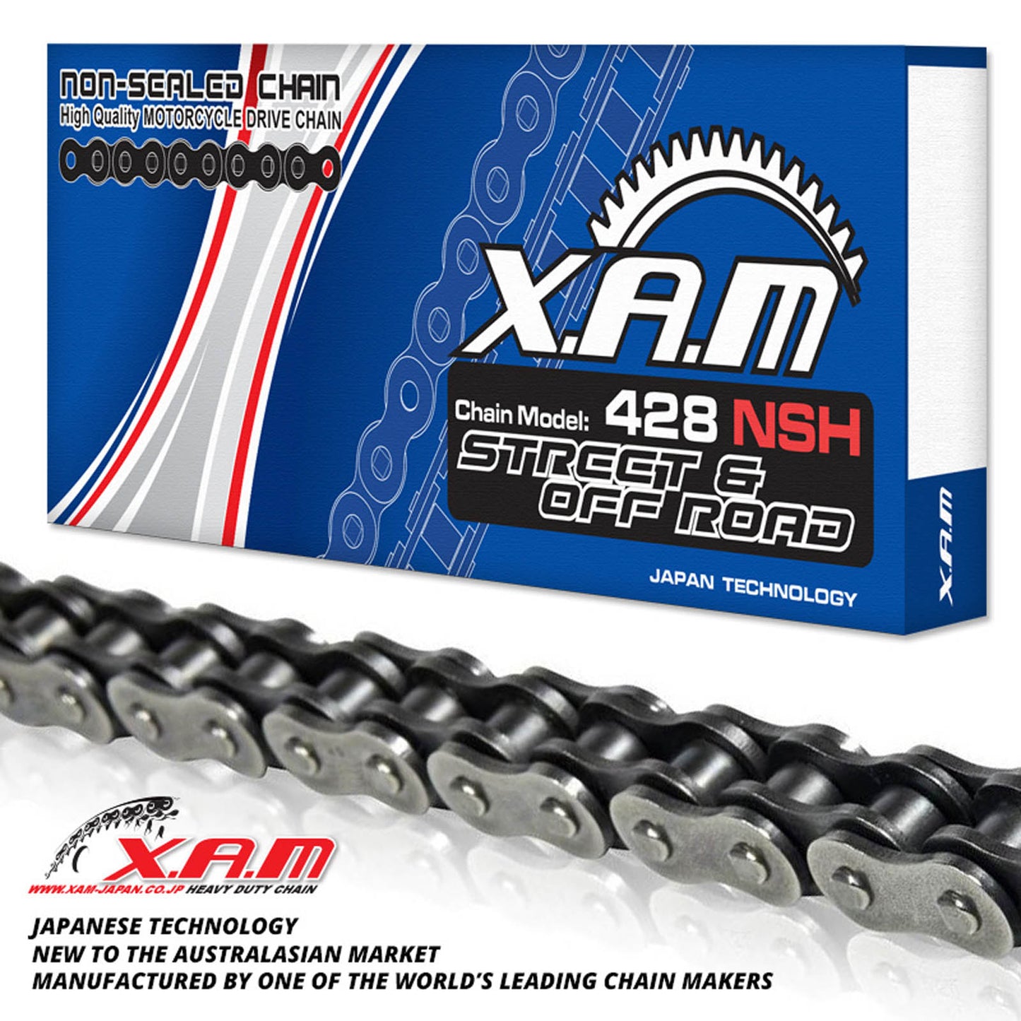 XAM 428NSH Non-Sealed Heavy Duty Chain (114L), with Clip Link