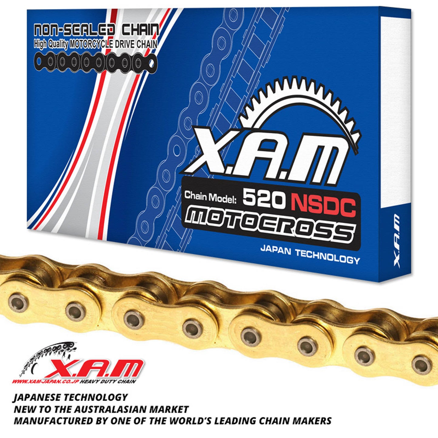 XAM 520NSDC Chromised Chain - Gold / Gold (118L), with Clip Link