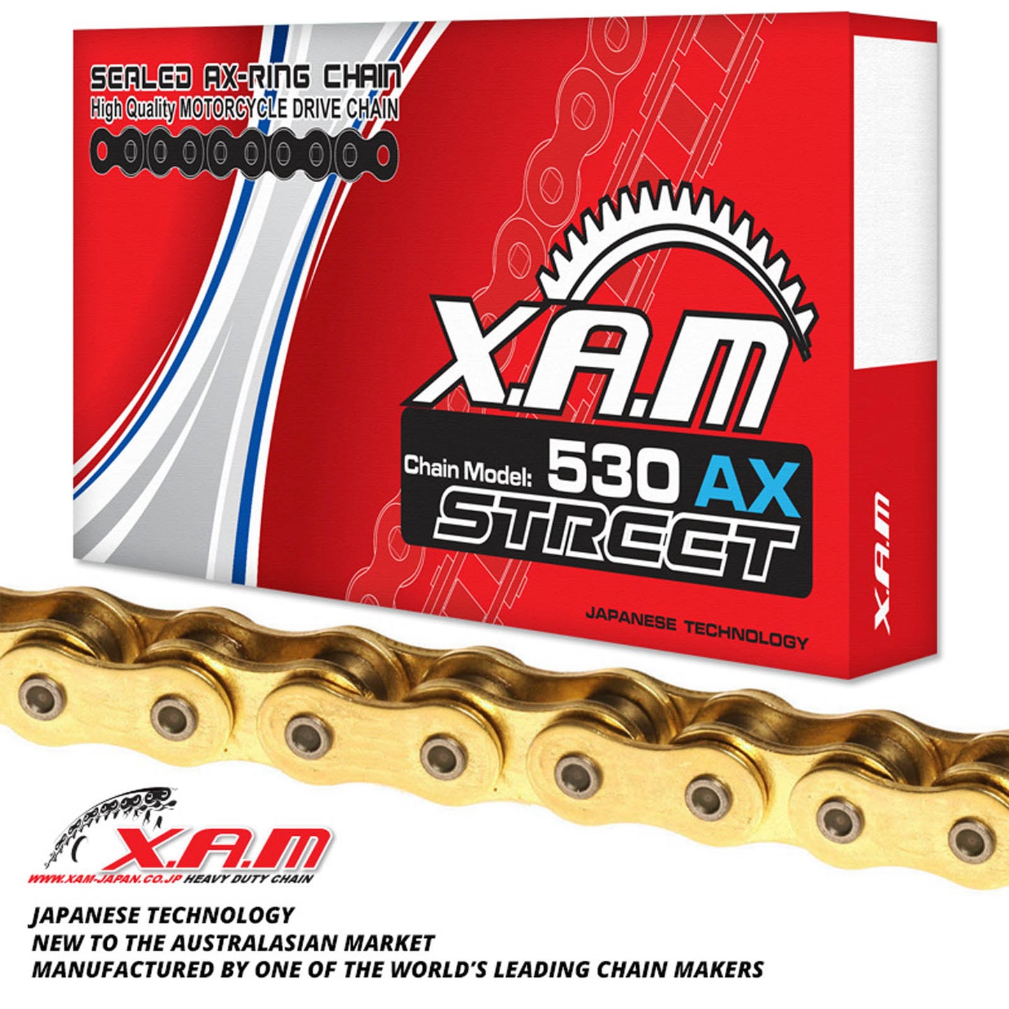 XAM 530AX X-Ring Chain - Gold / Gold (124L), with Rivet Link