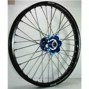 X-TECH FRONT WHEEL BLACK RIM/BLUE HUB/SILVER SPOKES 21X1.60 CASSONS PTY LTD sold by Cully's Yamaha