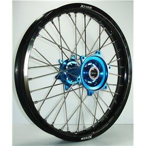 X-TECH REAR WHEEL BLACK RIM/BLUE HUB/SILVER SPOKES 19X2.15 CASSONS PTY LTD sold by Cully's Yamaha