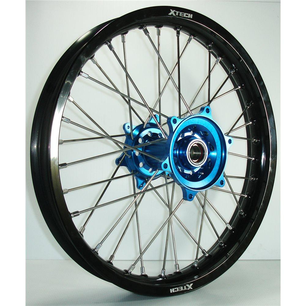 X-TECH REAR WHEEL BLACK RIM/BLUE HUB/SILVER SPOKES 19X2.15 CASSONS PTY LTD sold by Cully's Yamaha