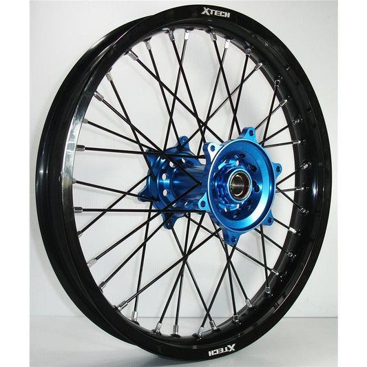 X-TECH REAR WHEEL BLACK RIM/BLUE HUB/BLACK SPOKES 18X2.15 CASSONS PTY LTD sold by Cully's Yamaha