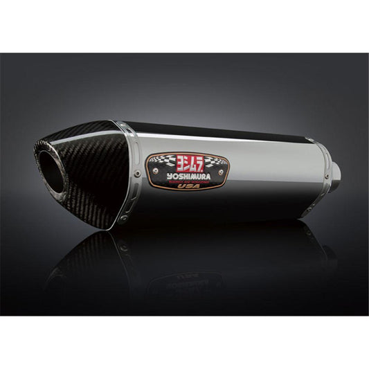YOSHIMURA R-77 Stainless/Stainless Slip-On Dual - Carbon End-cap YZFR1 EXHAUST SERCO PTY LTD sold by Cully's Yamaha