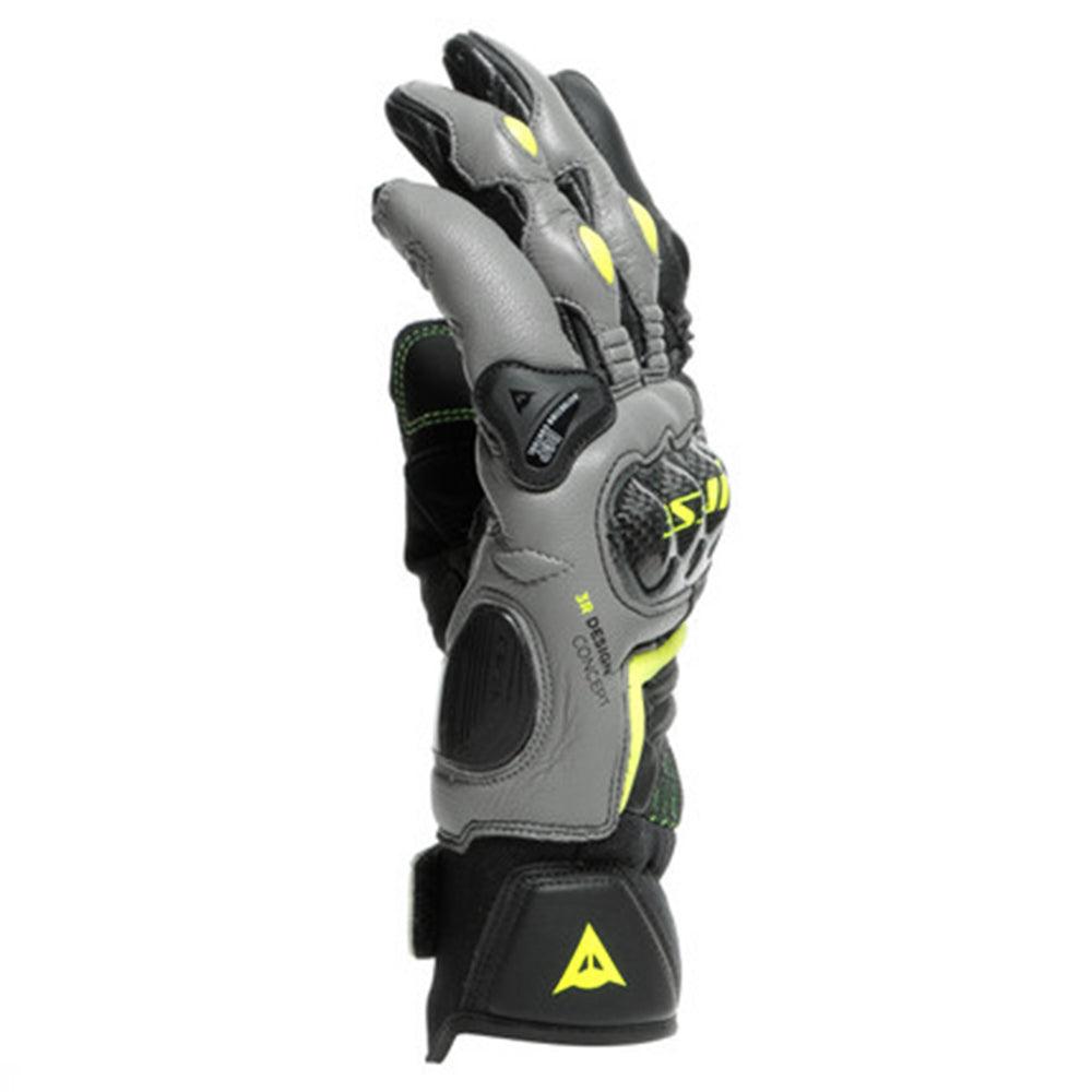 DAINESE CARBON 3 SHORT GLOVES - BLACK/CHARCOAL GREY/FLUO YELLOW MCLEOD ACCESSORIES (P) sold by Cully's Yamaha