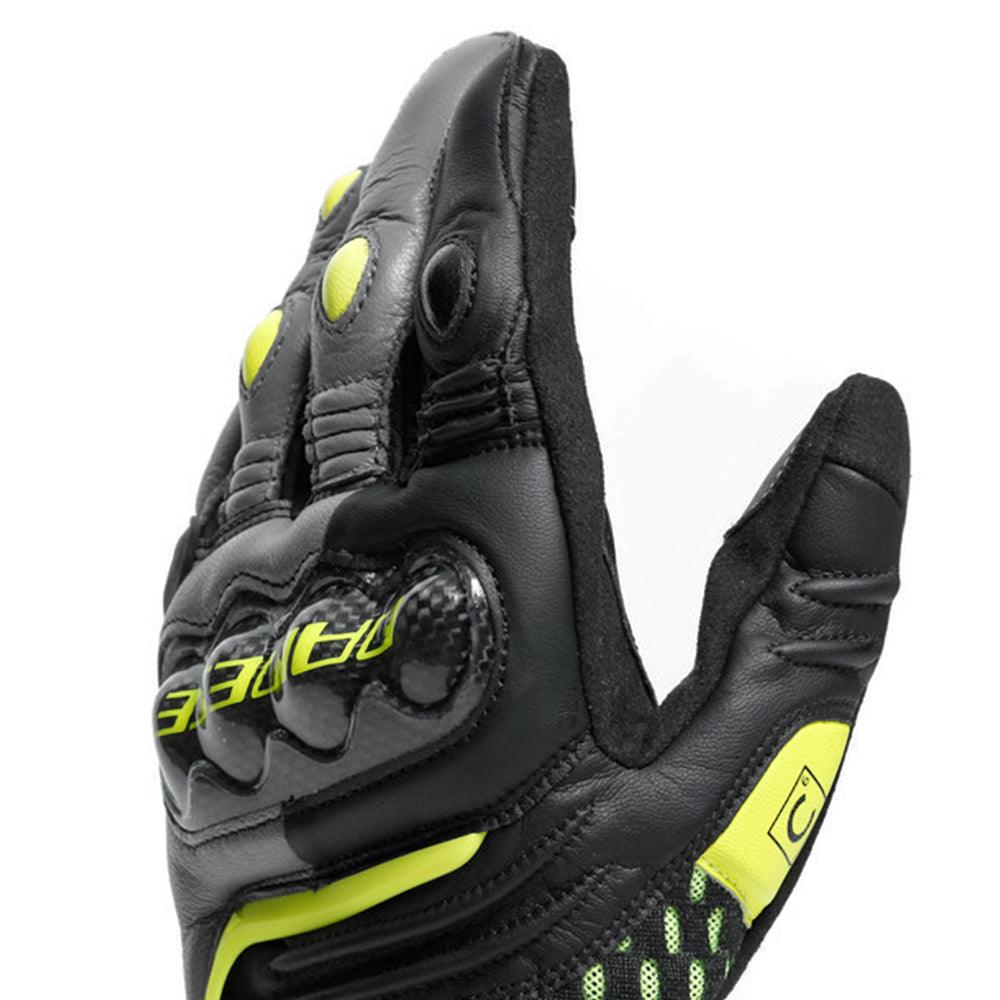 DAINESE CARBON 3 SHORT GLOVES - BLACK/CHARCOAL GREY/FLUO YELLOW MCLEOD ACCESSORIES (P) sold by Cully's Yamaha