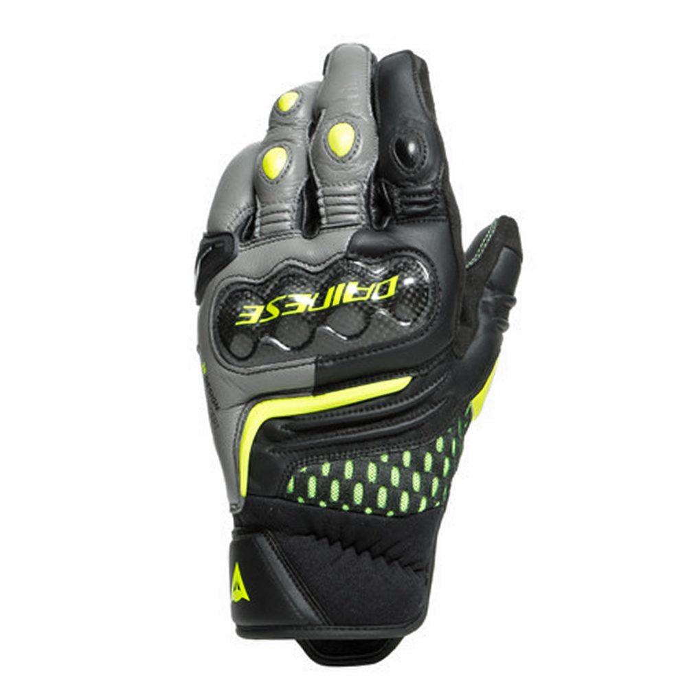 DAINESE CARBON 3 SHORT GLOVES - BLACK/CHARCOAL GREY/FLUO YELLOW MCLEOD ACCESSORIES (P) sold by Cully's Yamaha
