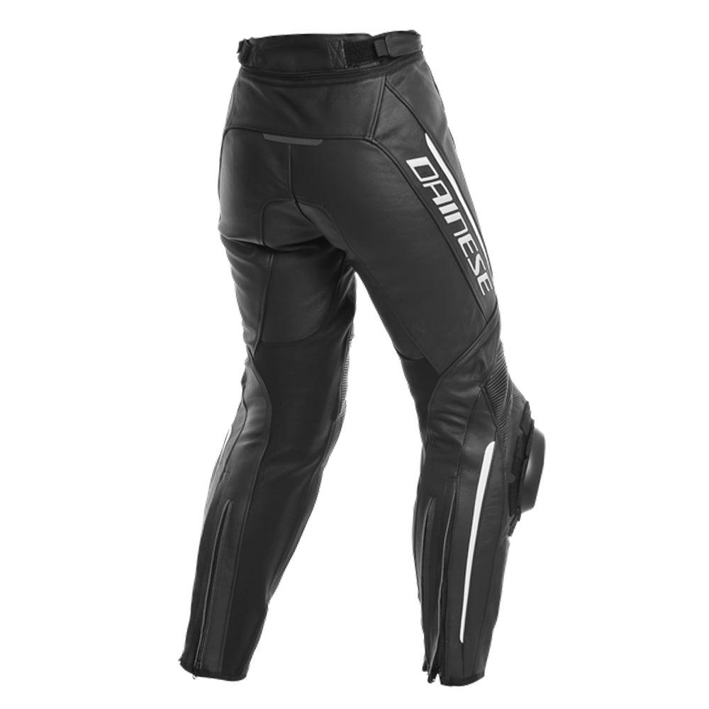 DAINESE DELTA 3 LADY LEATHER PANTS - BLACK/WHITE MCLEOD ACCESSORIES (P) sold by Cully's Yamaha