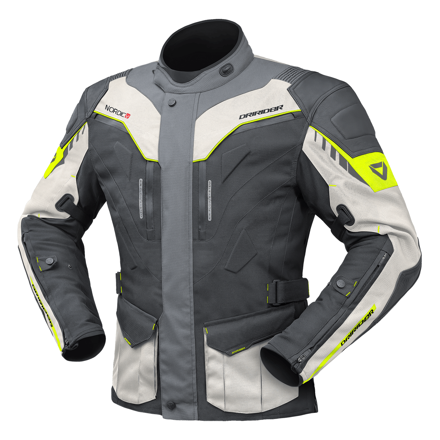 DRIRIDER NORDIC V JACKET - GREY/LIME MCLEOD ACCESSORIES (P) sold by Cully's Yamaha