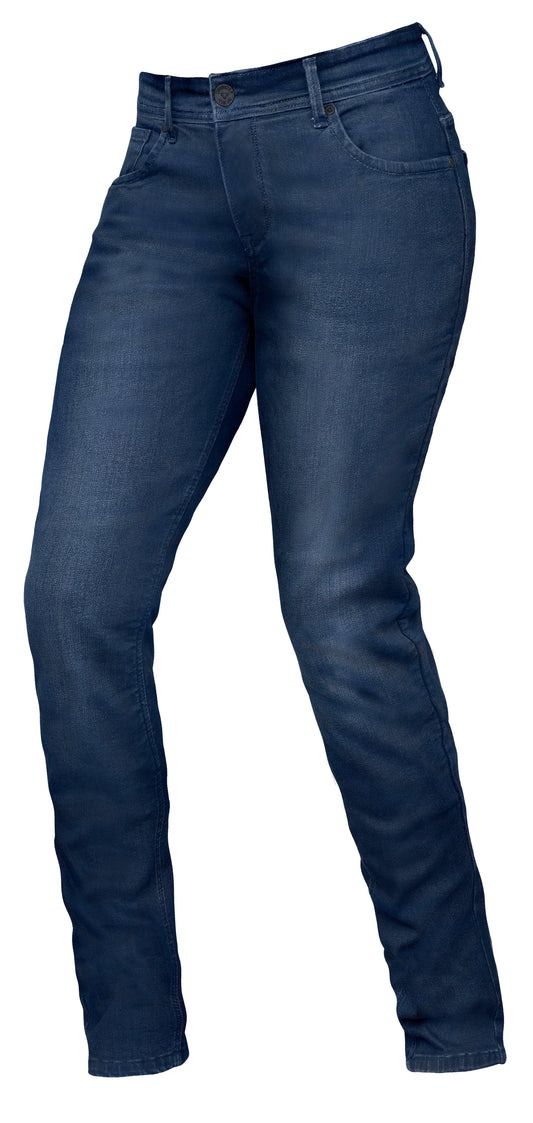 DRIRIDER WOMENS XENA OVER THE BOOT REGULAR LEG JEANS - INDIGO MCLEOD ACCESSORIES (P) sold by Cully's Yamaha