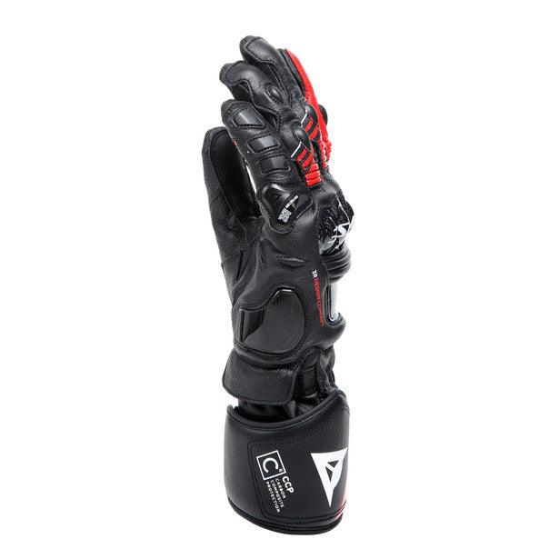 DAINESE DRUID 4 LEATHER GLOVES - BLACK/RED/WHITE MCLEOD ACCESSORIES (P) sold by Cully's Yamaha