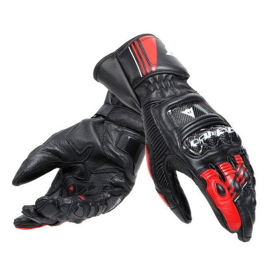DAINESE DRUID 4 LEATHER GLOVES - BLACK/RED/WHITE MCLEOD ACCESSORIES (P) sold by Cully's Yamaha