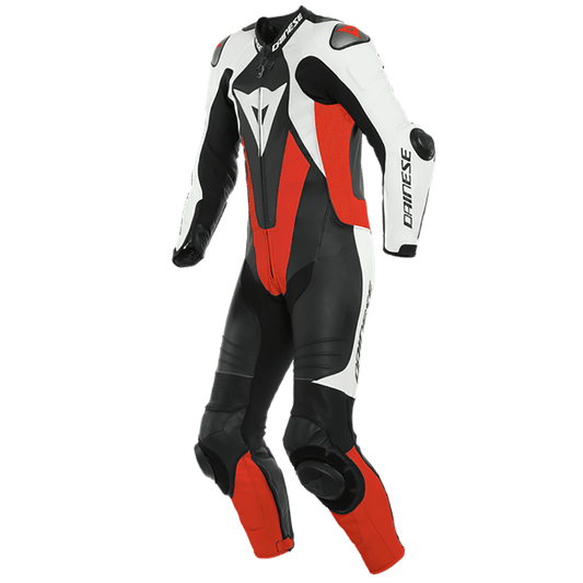 DAINESE LAGUNA SECA 5 1PC PERFORATED SUIT - BLACK/WHITE/FLUO RED MCLEOD ACCESSORIES (P) sold by Cully's Yamaha