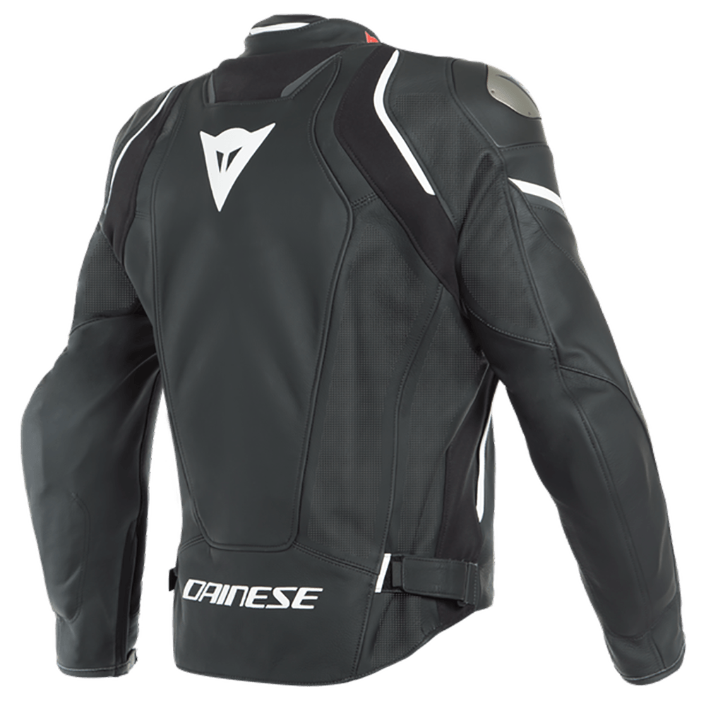 DAINESE RACING 3 D-AIR® PERF. LEATHER JACKET - MATT BLACK/WHITE MCLEOD ACCESSORIES (P) sold by Cully's Yamaha