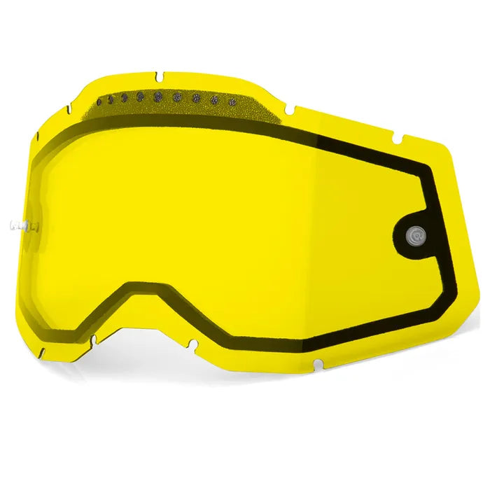 100% Racecraft 2, Accuri 2 & Strata 2 Vented Dual Pane Lens - Yellow
