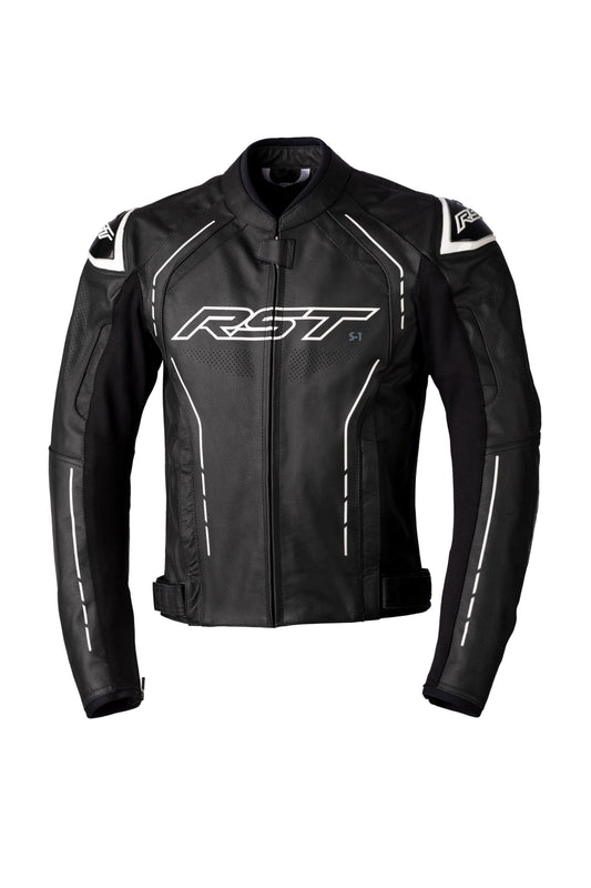 RST S-1 CE LEATHER JACKET - BLACK/WHITE MONZA IMPORTS sold by Cully's Yamaha