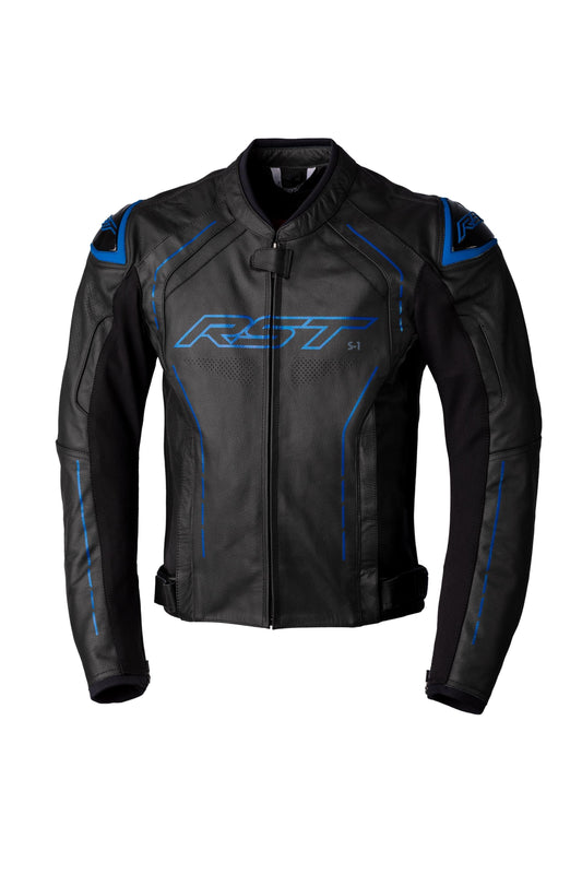 RST S-1 CE LEATHER JACKET - BLACK/GREY/BLUE MONZA IMPORTS sold by Cully's Yamaha