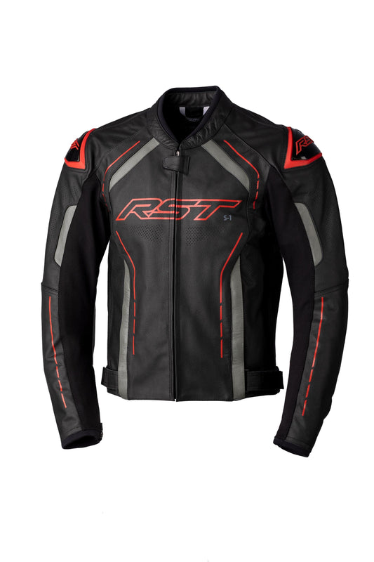 RST S-1 CE LEATHER JACKET - BLACK/GREY/RED MONZA IMPORTS sold by Cully's Yamaha