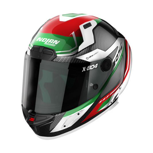 NOLAN X-804 RS MAVEN HELMET - CARBON RED/WHITE GREEN