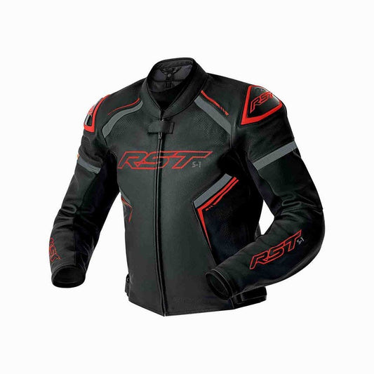 RST S1 D3O CE Leather Jacket - Black / Grey / Red