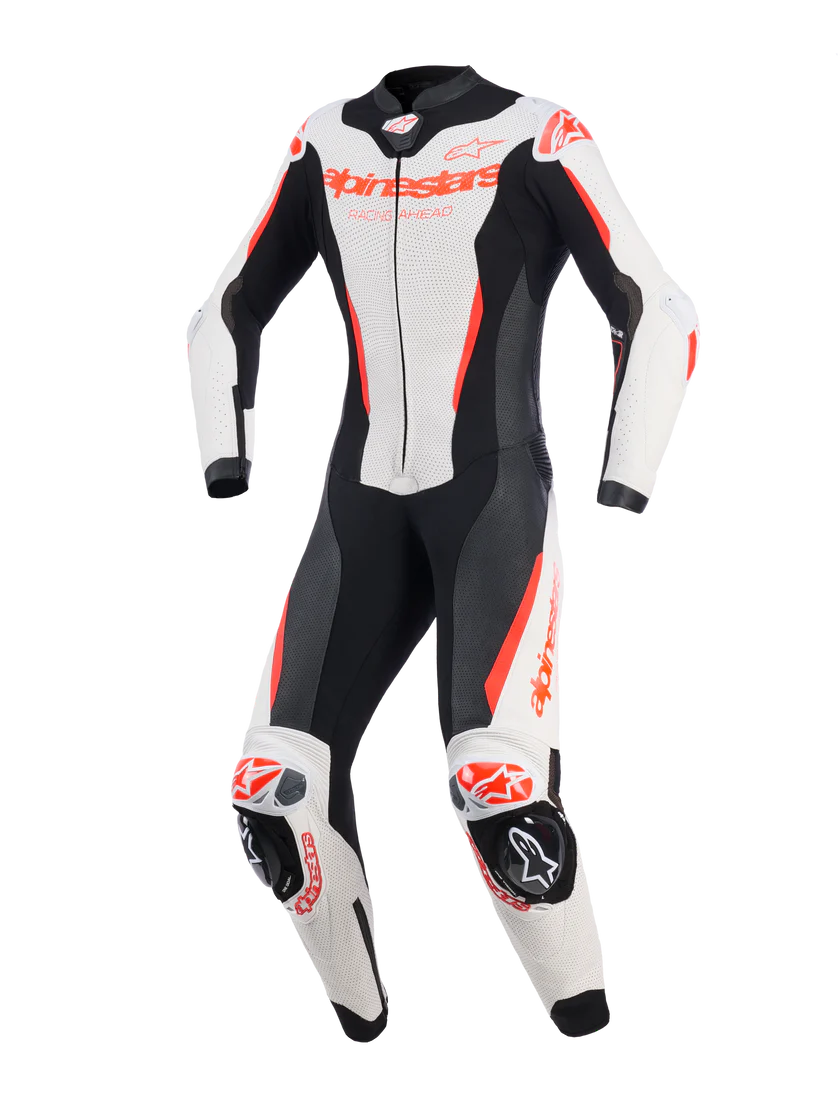 ALPINESTARS WOMENS GPR7 1PC LEATHER SUIT - WHITE BLACK FLURO-RED