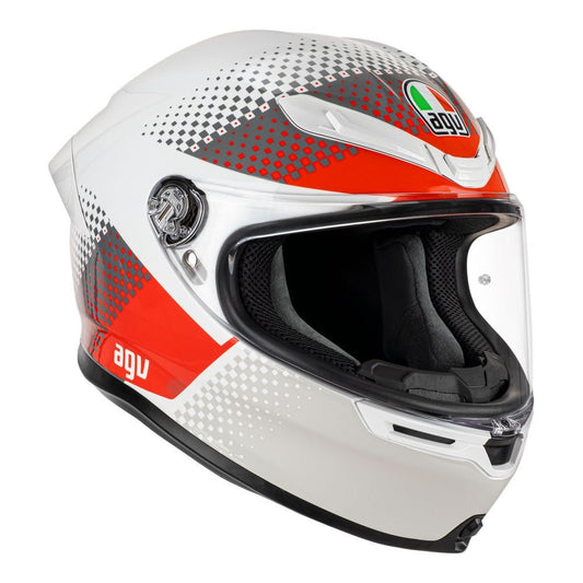 AGV K6 S FISION HELMET - WHITE/RED/LIGHT GREY