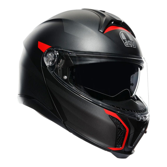 AGV TOURMODULAR FREQUENCY HELMET - MATT GUNMETAL/RED