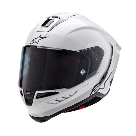 ALPINESTARS SUPERTECH R10 SOLID HELMET - WHITE GLOSSY/BLACK MATTE