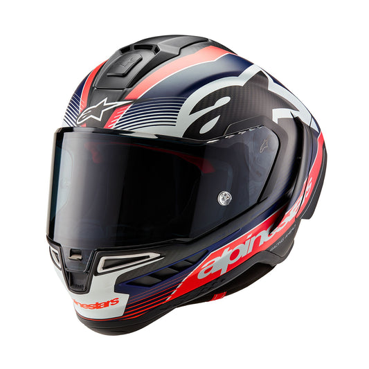 ALPINESTARS SUPERTECH R10 TEAM HELMET - BLACK/CARBON RED FLUO/BLUE MATTE