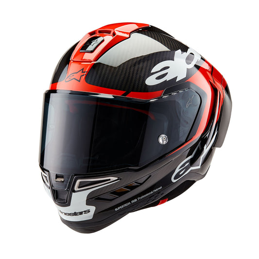 ALPINESTARS SUPERTECH R10 ELEMENT HELMET - BLACK/CARBON BRIGHT RED/WHITE GLOSSY