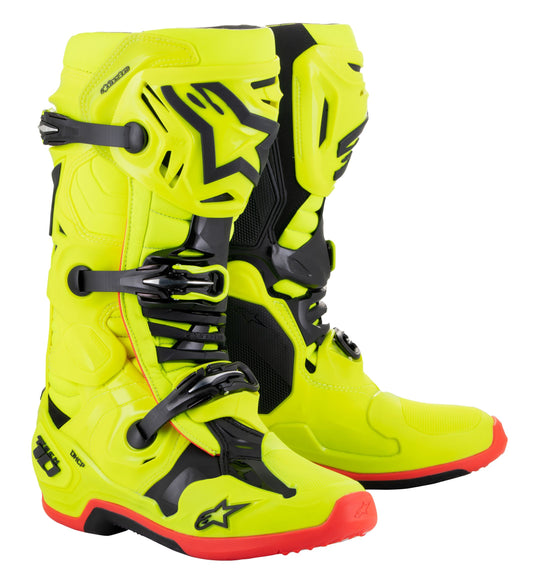 ALPINESTARS 2024 TECH 10 SUPERVENTED BOOTS - YELLOW FLUO/BLACK/RED FLUO