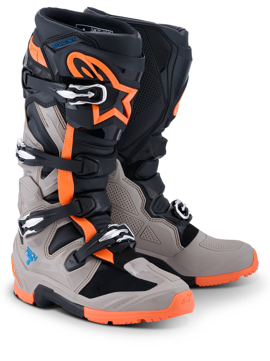 ALPINESTARS TECH 7 ENDURO BOOTS - BLACK WARM GREY ORANGE FLUO
