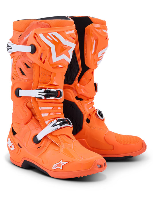 ALPINESTARS TECH 10 SUPERVENTED BOOTS - ORANGE FLUO BLACK WHITE