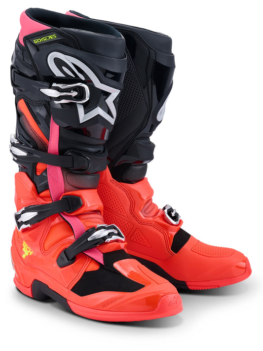 ALPINESTARS TECH 7 BOOTS - BLACK RED FLUO PINK FLUO