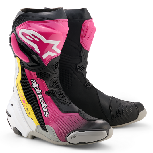 Alpinestars Supertech R V2 Boots - Black Magenta White Yellow