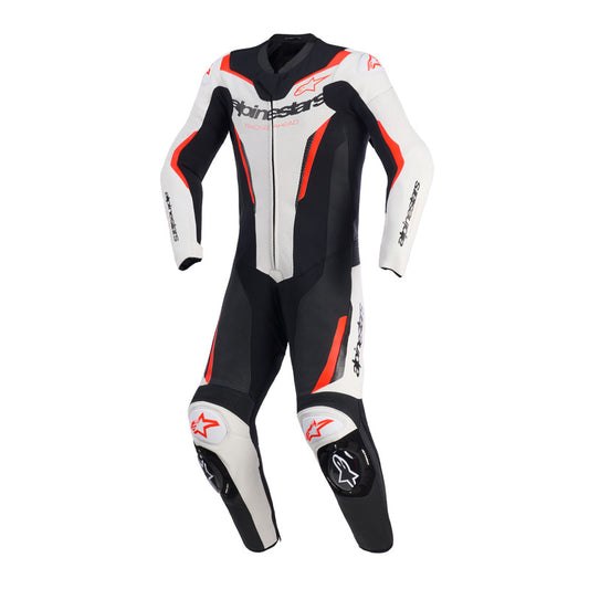 ALPINESTARS GP FORCE V2 1 PC LEATHER SUIT - WHITE BLACK FLURO-RED