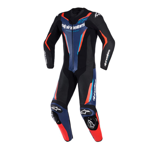 ALPINESTARS GP FORCE V2 1 PC LEATHER SUIT - BLACK BLUE FLURO RED