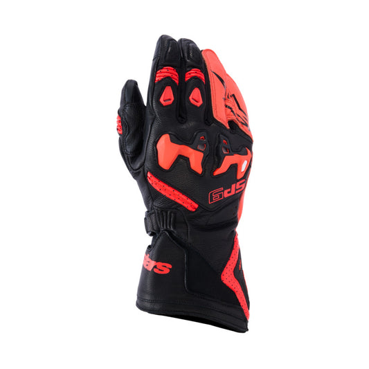 Alpinestars SP9 Leather Gloves - Black Fluro-Red