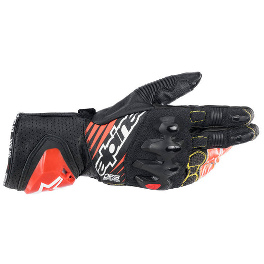 Alpinestars GP Tech V2 Leather Gloves - Black White Fluro-Red