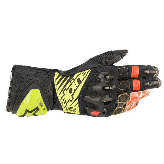 Alpinestars GP Tech V2 Leather Gloves - Black/Fluro Yellow/Fluro Red