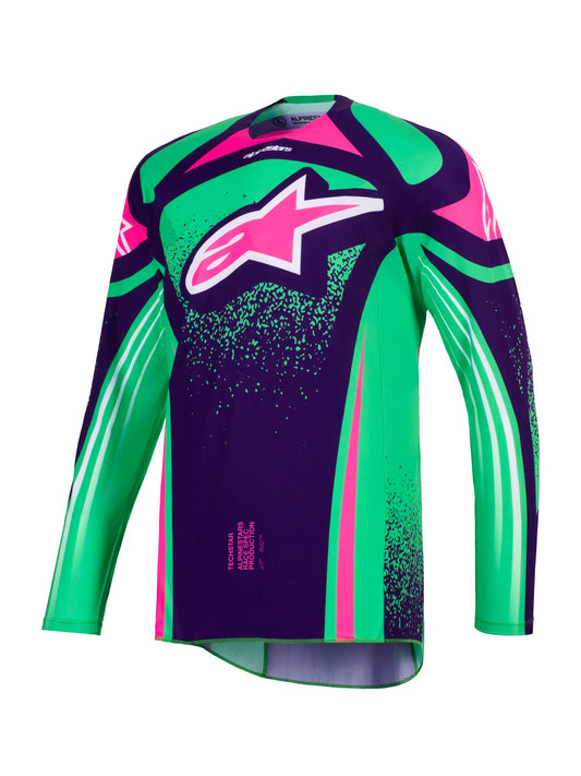 ALPINESTARS 2026 TECHSTAR NOMUR JERSEY - DEEP PURPLE GREEN PINK FLUO