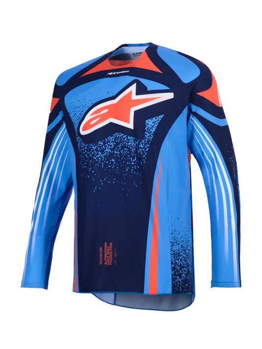 ALPINESTARS 2026 TECHSTAR NOMUR JERSEY - DARK NAVY ORANGE UCLA BLUE