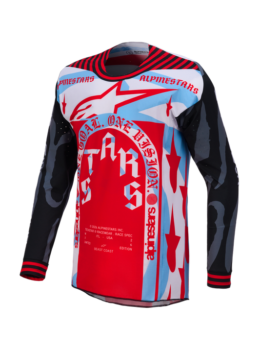 Alpinestars 2026 Techstar Beast Coast Limited Edition Jersey - Pirate Black/Hot Orange