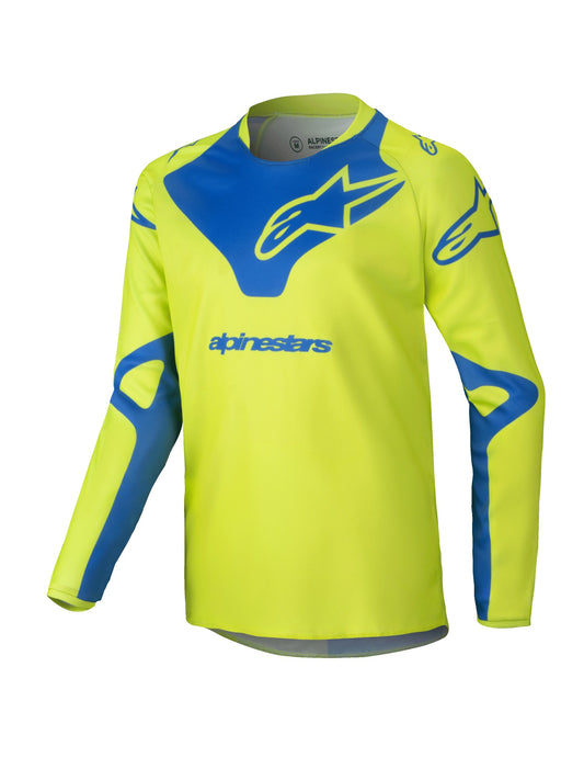 ALPINESTARS 2025 YOUTH RACER VEIL JERSEY - YELLOW FLUO BLUE