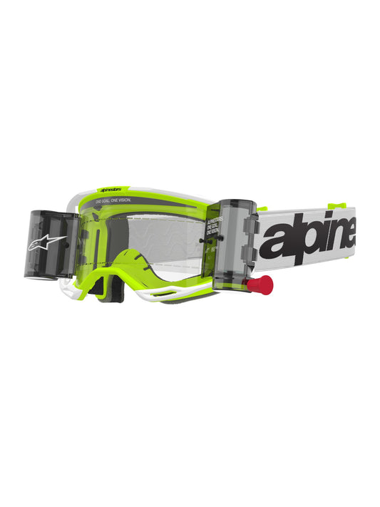 ALPINESTARS VISION 8 WOODMARK GOGGLES - WHITE YELLOW FLUO CLEAR ROLL-OFF