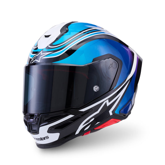 Alpinestars SR7 Zeal ECE06 Helmet - Black Blue Fluro Pink White Gloss