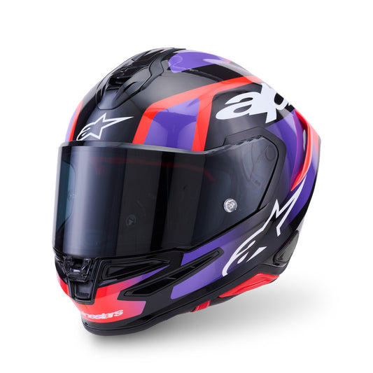 Alpinestars SR7 Lumen ECE06 Helmet - Black Purple Fluro Red White Gloss